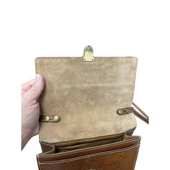 Patricia Nash Womans Brown Vintage Tooled Leather Crossbody Adjustable Shoulder - Picture 10 of 15